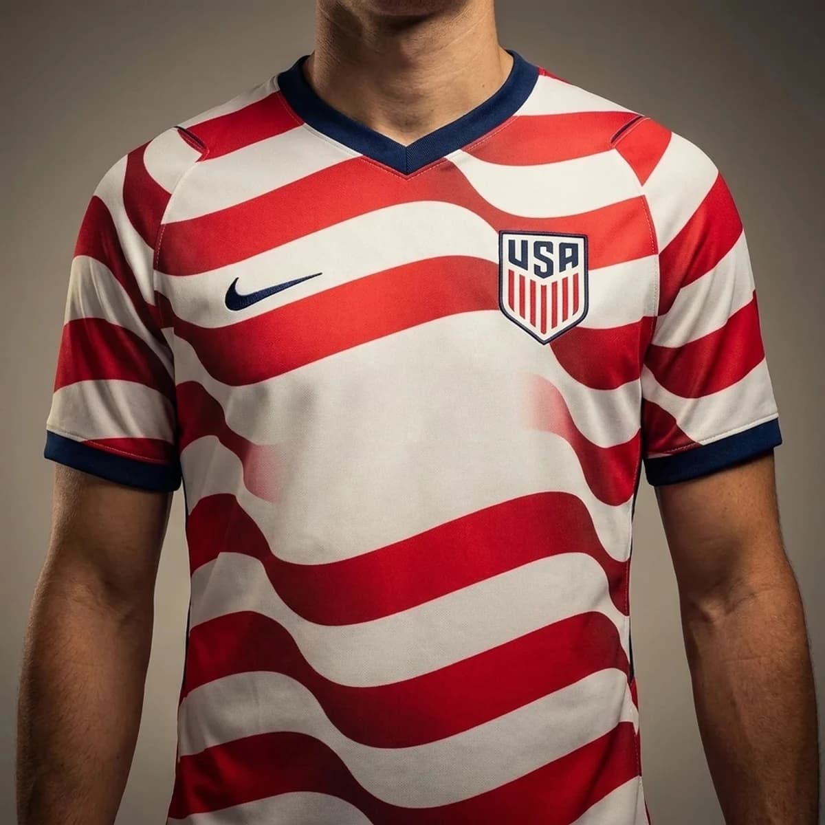 Verenigde Staten Thuisshirt 2026 — close-up van embleem, logo en stof