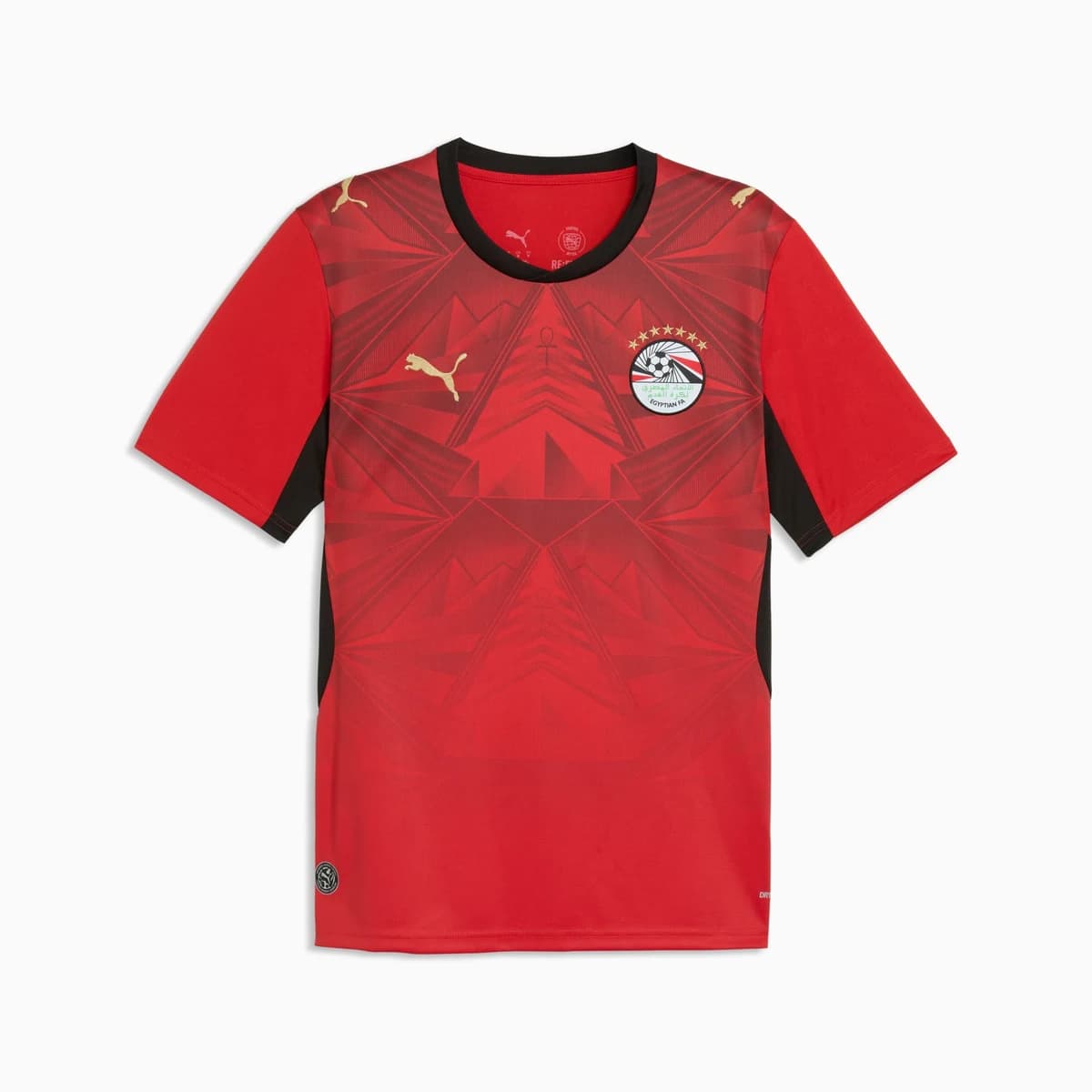 Egypte WK 2026 thuisshirt in rood met goud en zwarte accenten